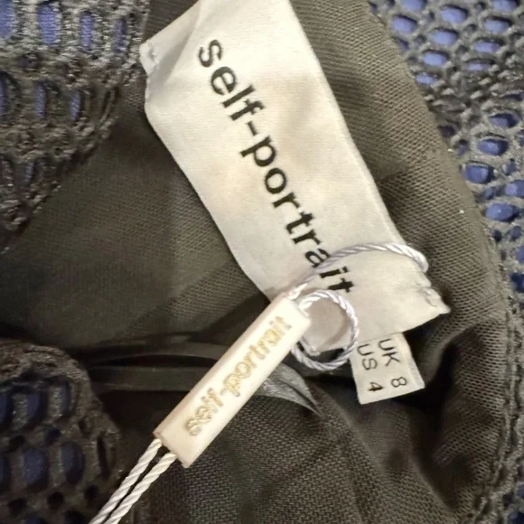 BNWT Self Portrait One Shoulder Mesh Navy Dress Womens size 2/4 STUNNiNG - Picture 7 of 8